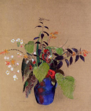 Репродукция картины "flowers in a blue jug" художника "редон одилон"