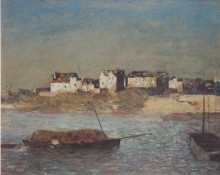 Копия картины "breton harbour" художника "редон одилон"