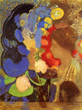 Репродукция картины "woman among the flowers" художника "редон одилон"