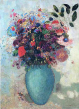 Репродукция картины "flowers in a turquoise vase" художника "редон одилон"