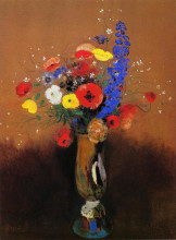 Репродукция картины "wild flowers in a long-necked vase" художника "редон одилон"