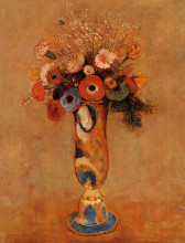 Картина "wildflowers in a long necked vase" художника "редон одилон"