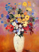Репродукция картины "white vase with flowers" художника "редон одилон"