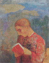 Копия картины "alsace or reading monk" художника "редон одилон"