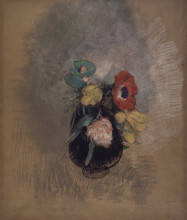 Картина "anemones and tulips" художника "редон одилон"