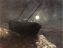 Картина "boat in the moonlight" художника "редон одилон"