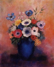 Картина "bouquet of flowers in a blue vase" художника "редон одилон"