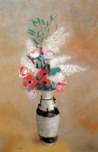 Картина "bouquet with white lilies in a japanese vase" художника "редон одилон"