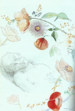 Репродукция картины "bust of a man asleep amid flowers" художника "редон одилон"