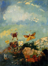 Репродукция картины "butterflies" художника "редон одилон"