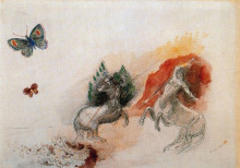 Репродукция картины "combat of centaurs" художника "редон одилон"