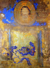 Репродукция картины "evocation (head of christ or inspiration from a mosaic in ravenna)" художника "редон одилон"