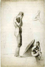 Картина "five studies of female nudes" художника "редон одилон"