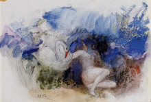 Копия картины "leda and the swan" художника "редон одилон"