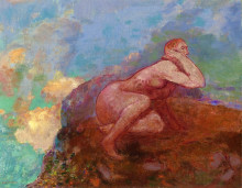 Репродукция картины "nude woman on the rocks" художника "редон одилон"