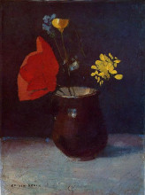 Репродукция картины "pitcher of flowers" художника "редон одилон"