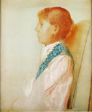 Репродукция картины "portrait of madame redon in profile" художника "редон одилон"