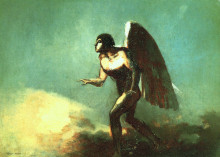 Репродукция картины "the winged man (the fallen angel)" художника "редон одилон"