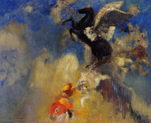 Репродукция картины "the black pegasus" художника "редон одилон"