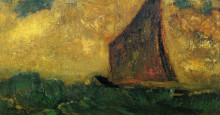 Копия картины "the mysterious boat" художника "редон одилон"