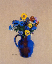 Репродукция картины "vase of flowers pansies" художника "редон одилон"
