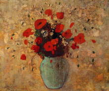 Репродукция картины "vase of poppies" художника "редон одилон"