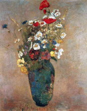 Репродукция картины "vase with flowers" художника "редон одилон"