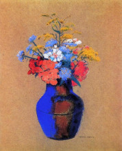 Репродукция картины "wild flowers in a vase" художника "редон одилон"