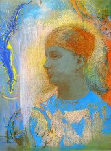 Копия картины "young girl facing left" художника "редон одилон"