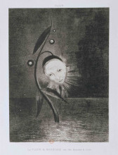 Репродукция картины "flower of the swamp, a head human and sad" художника "редон одилон"