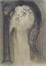 Репродукция картины "woman and serpent" художника "редон одилон"