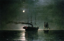 Репродукция картины "корабли в ночной тишине" художника "айвазовский иван"