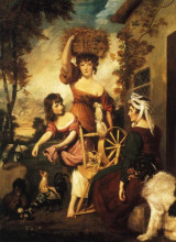 Репродукция картины "mrs. and miss macklin, with miss potts" художника "рейнольдс джошуа"