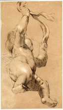 Репродукция картины "sketch of putto holding a sash in both hands, seen from below" художника "рейнольдс джошуа"