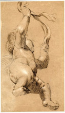 Копия картины "sketch of putto holding a sash in both hands, seen from below" художника "рейнольдс джошуа"