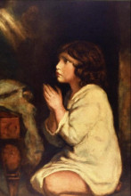 Репродукция картины "the infant samuel at prayer" художника "рейнольдс джошуа"