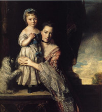 Репродукция картины "georgiana, countess spencer, and her daughter" художника "рейнольдс джошуа"