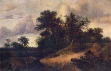 Репродукция картины "landscape with a house in the grove" художника "рёйсдал якоб исаакс ван"