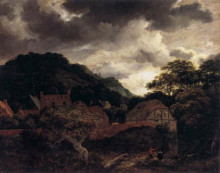 Картина "village at the wood&#39;s edge" художника "рёйсдал якоб исаакс ван"