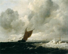 Картина "stormy sea with sailing vessels" художника "рёйсдал якоб исаакс ван"