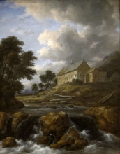 Копия картины "landscape with a church by a torrent" художника "рёйсдал якоб исаакс ван"