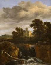 Копия картины "landscape with a waterfall and castle" художника "рёйсдал якоб исаакс ван"