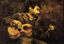 Репродукция картины "dario de regoyos playing the guitar" художника "рейссельберге тео ван"