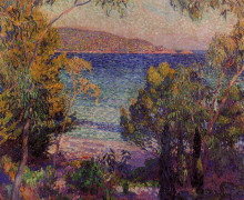 Копия картины "pines and eucalyptus at cavelieri" художника "рейссельберге тео ван"