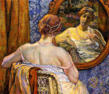 Копия картины "woman at a mirror" художника "рейссельберге тео ван"