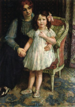 Репродукция картины "portrait of madame goldner max and her daughter juliette" художника "рейссельберге тео ван"