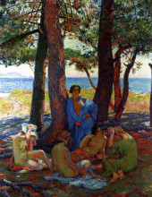 Репродукция картины "bathers under the pines by the sea" художника "рейссельберге тео ван"