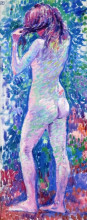Репродукция картины "nude from behind, fixing her hair" художника "рейссельберге тео ван"