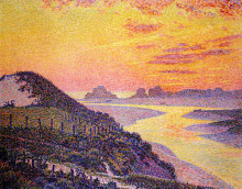 Репродукция картины "sunset at ambletsuse" художника "рейссельберге тео ван"
