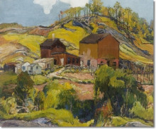 Копия картины "hilly landscape with houses" художника "рейффель чарльз"